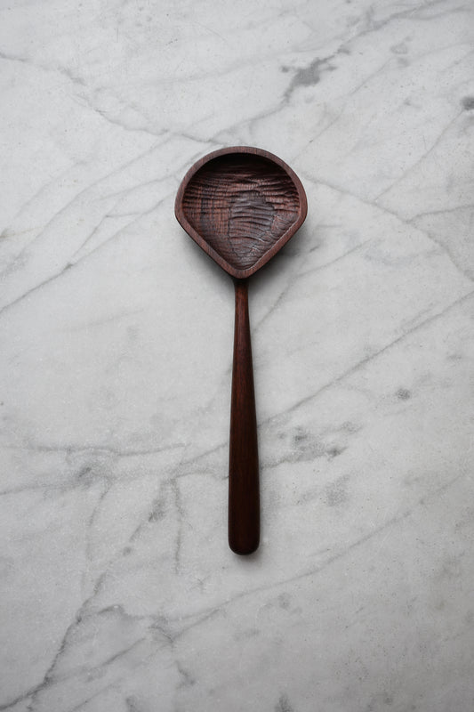 Large Shell Cooking/Serving Spoon - Walnut Wood