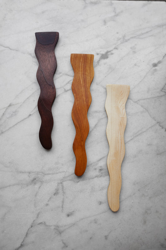 Flat Line - Wavy Spatula - Walnut, Cherry, or Maple Wood