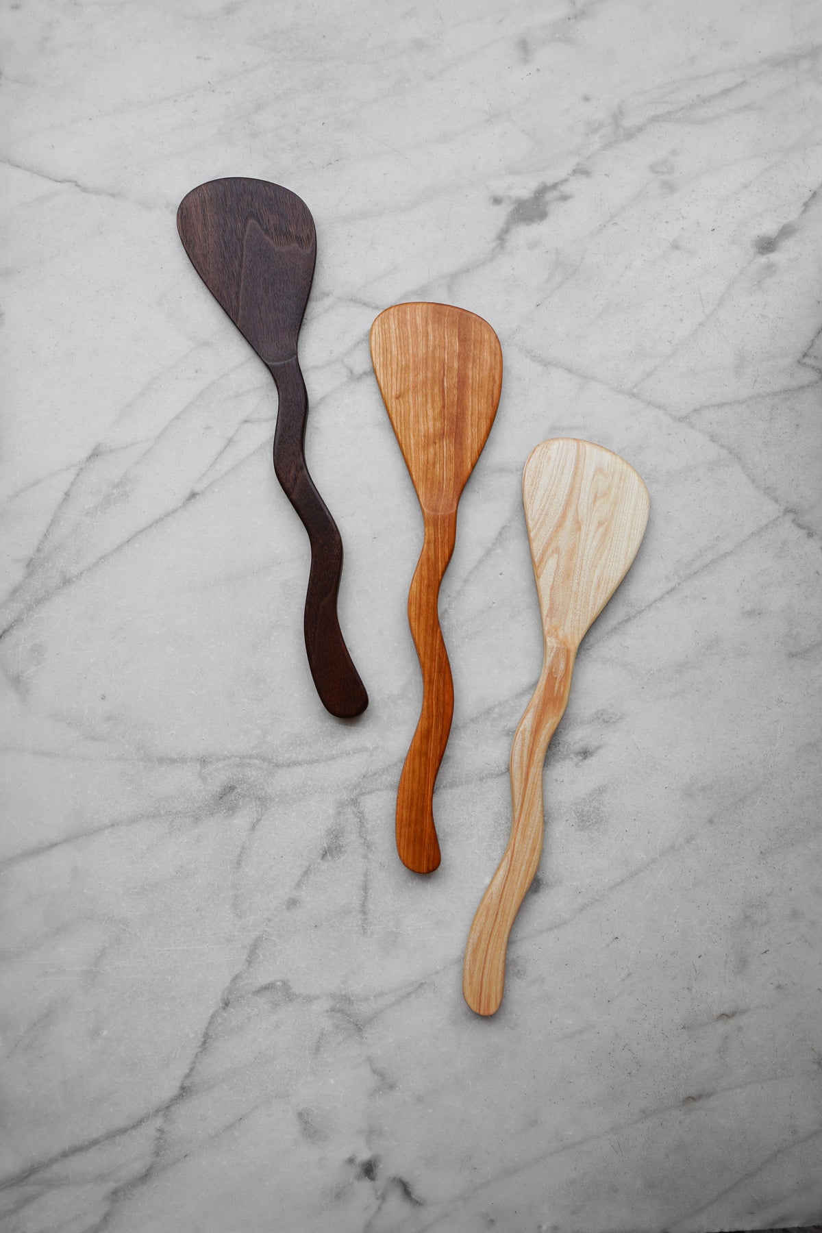 Flat Line - Squiggly Spatula - Walnut, Cherry, or Maple Wood